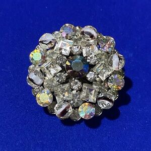 Vintage Glass & Rhinestone Brooch